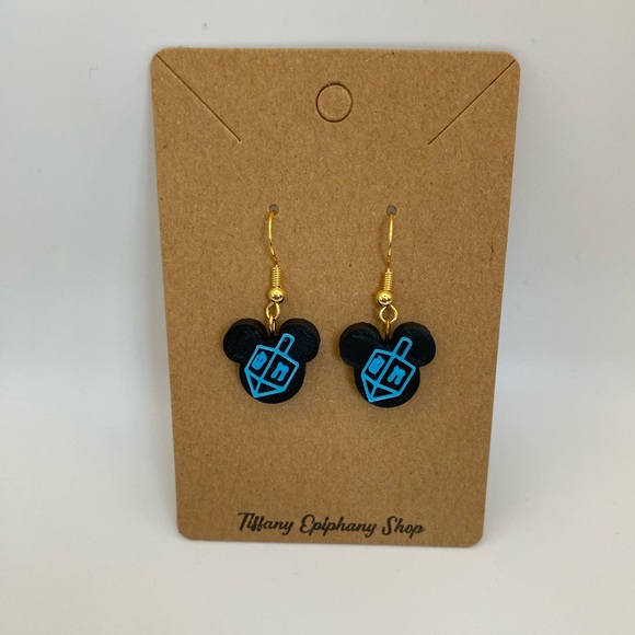 One pair Hanukkah Mickey Earrings Handmade NWT - Picture 10 of 15
